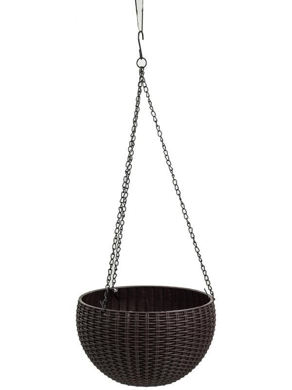 Кашпо пластиковое для цветов подвесное с внутренним поддоном, 2,7 л, цвет МИКС