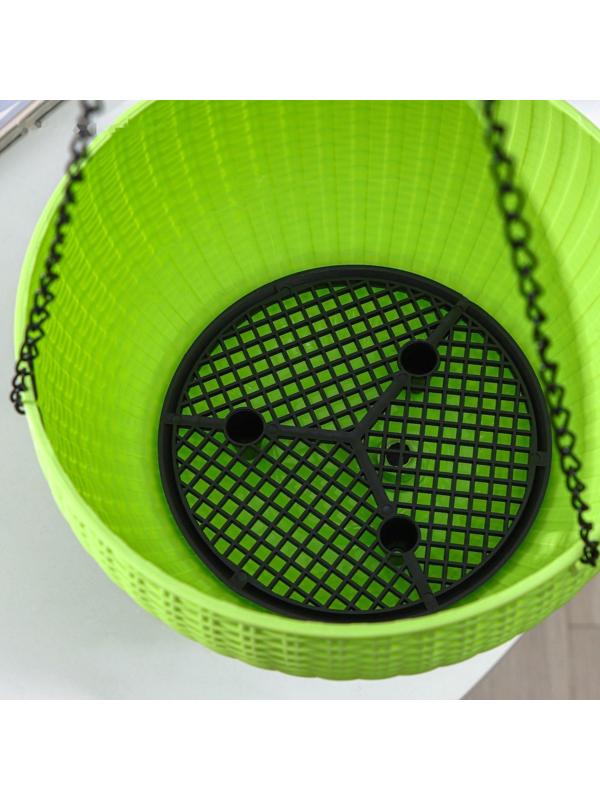 Кашпо пластиковое для цветов подвесное с внутренним поддоном, 2,7 л, цвет МИКС