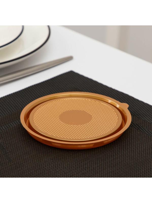 Контейнер одноразовый ПР-Т-85Д, круглый, крышка, d=11 см, цвет золотистый