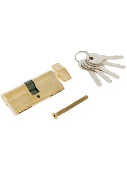 Цилиндровый механизм, 70 мм, с вертушкой, английский ключ, 5 ключей, цвет золото