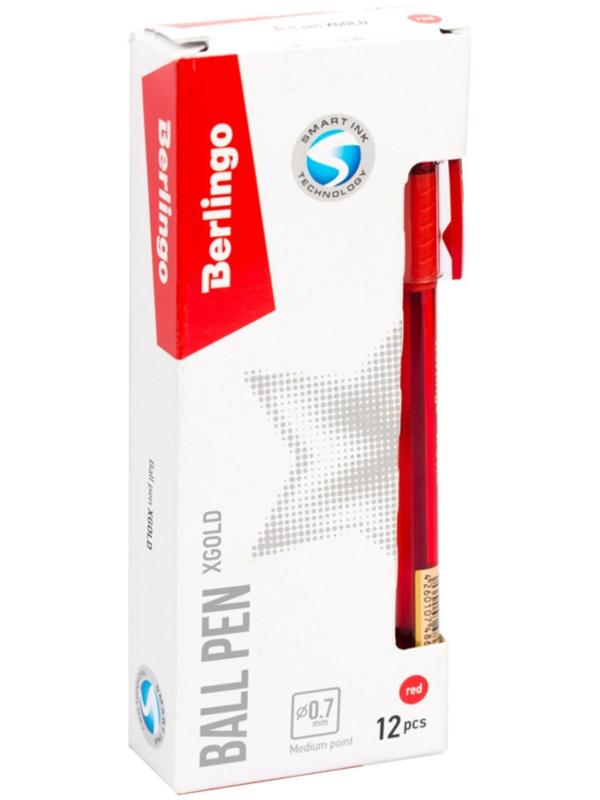 Ручка шариковая Berlingo xGold, стержень красный, узел-игла 0,7 мм