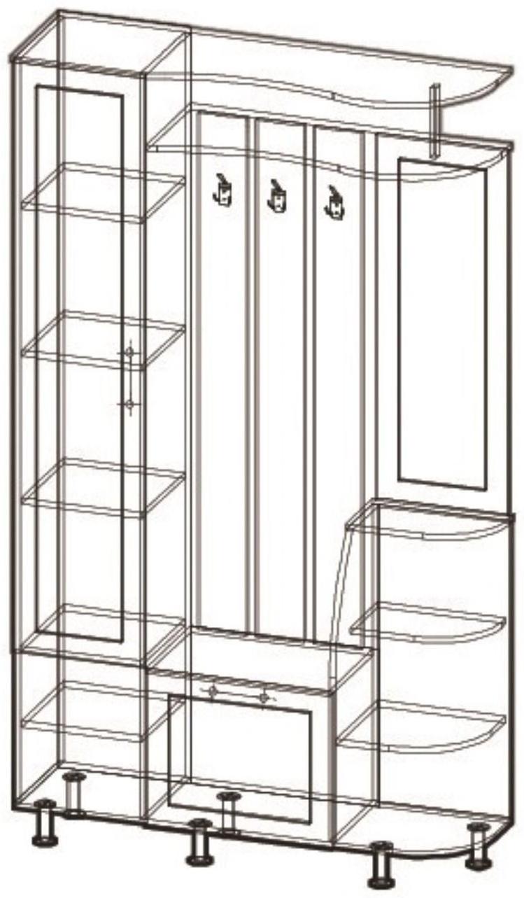Прихожая Ксения-2 левая, 2050х1200х350, Венге/Дуб молочный