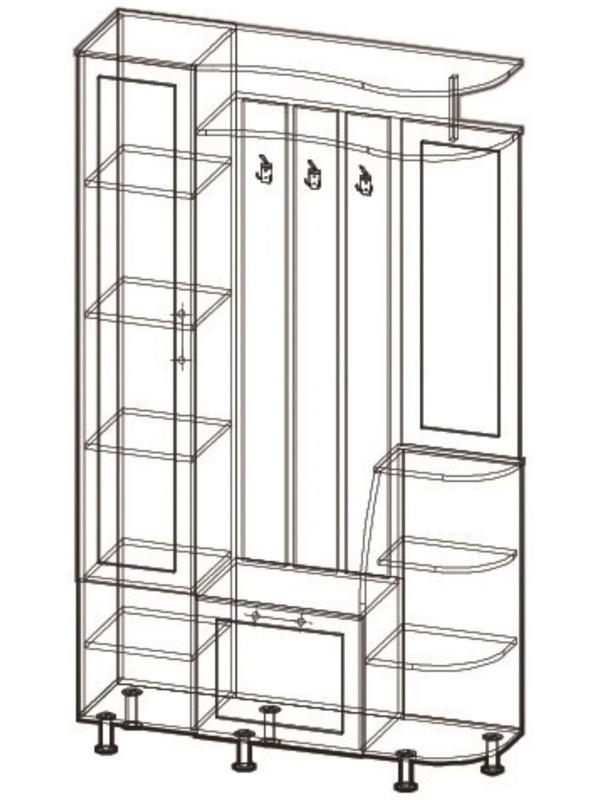 Прихожая Ксения-2 левая, 2050х1200х350, Венге/Дуб молочный