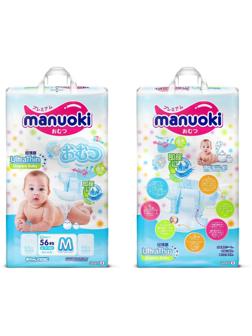 Подгузники Manuoki Ultrathin M (6-11 кг), 56 шт