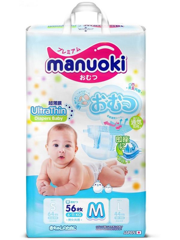 Подгузники Manuoki Ultrathin M (6-11 кг), 56 шт