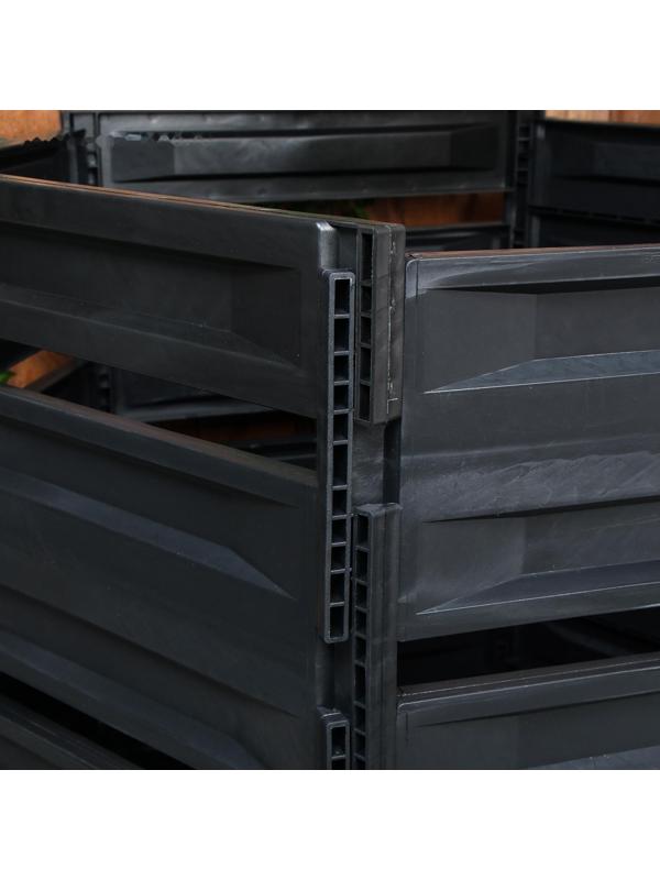 Компостер пластиковый, 1 200 л, 125 × 105 × 140 см, чёрный