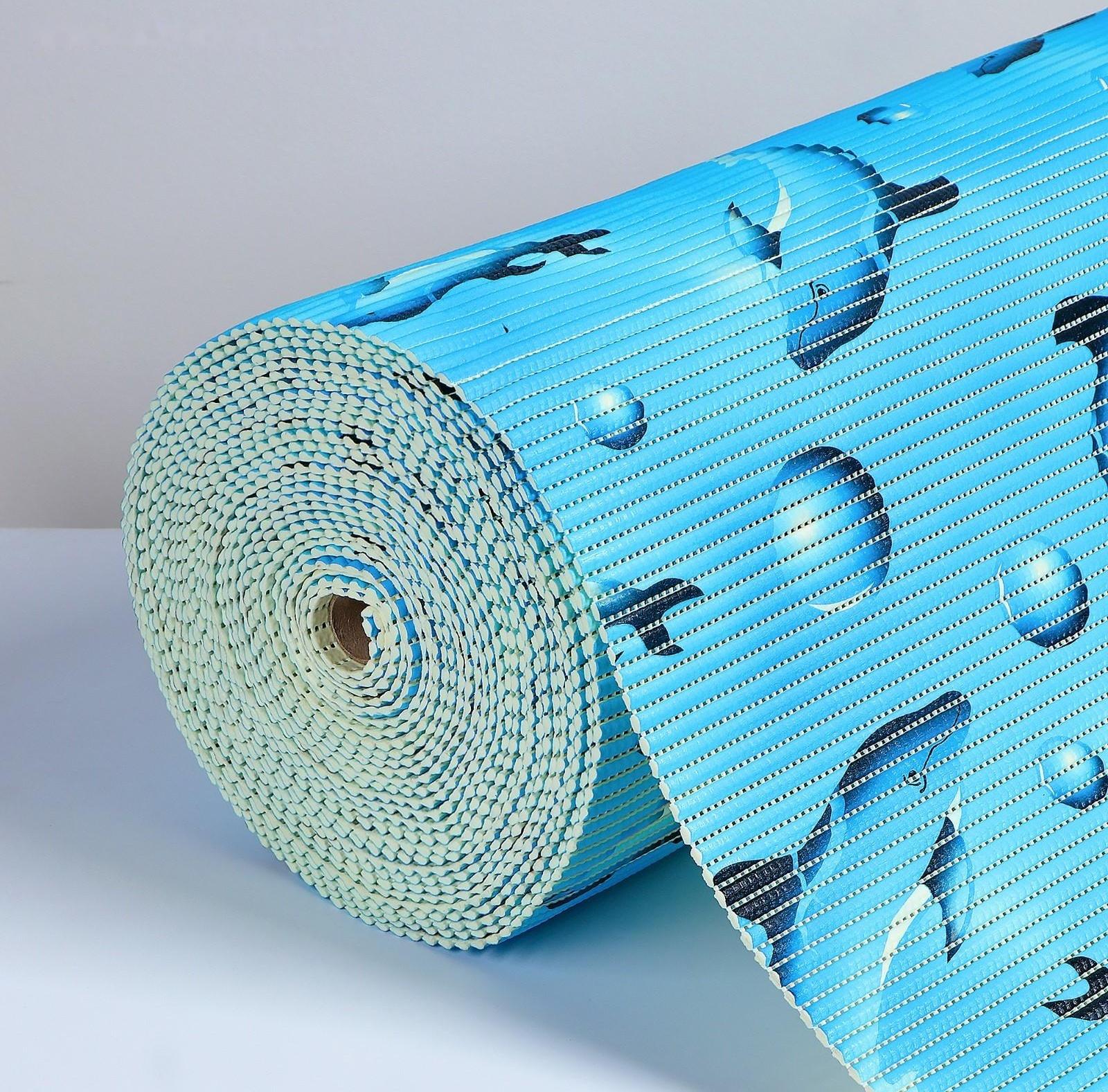 Коврик для ванной комнаты «Дельфины», 1,3×15 м, ПВХ, цвет голубой