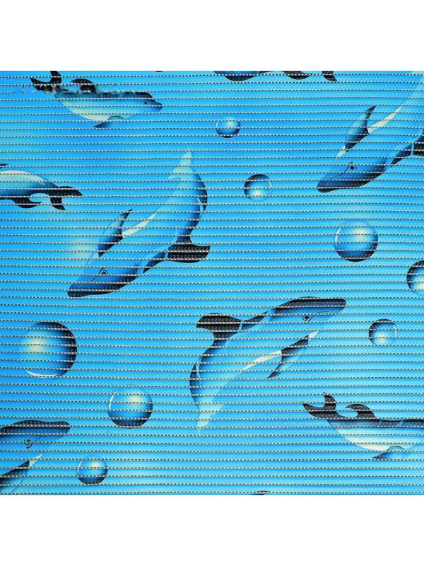 Коврик для ванной комнаты «Дельфины», 1,3×15 м, ПВХ, цвет голубой