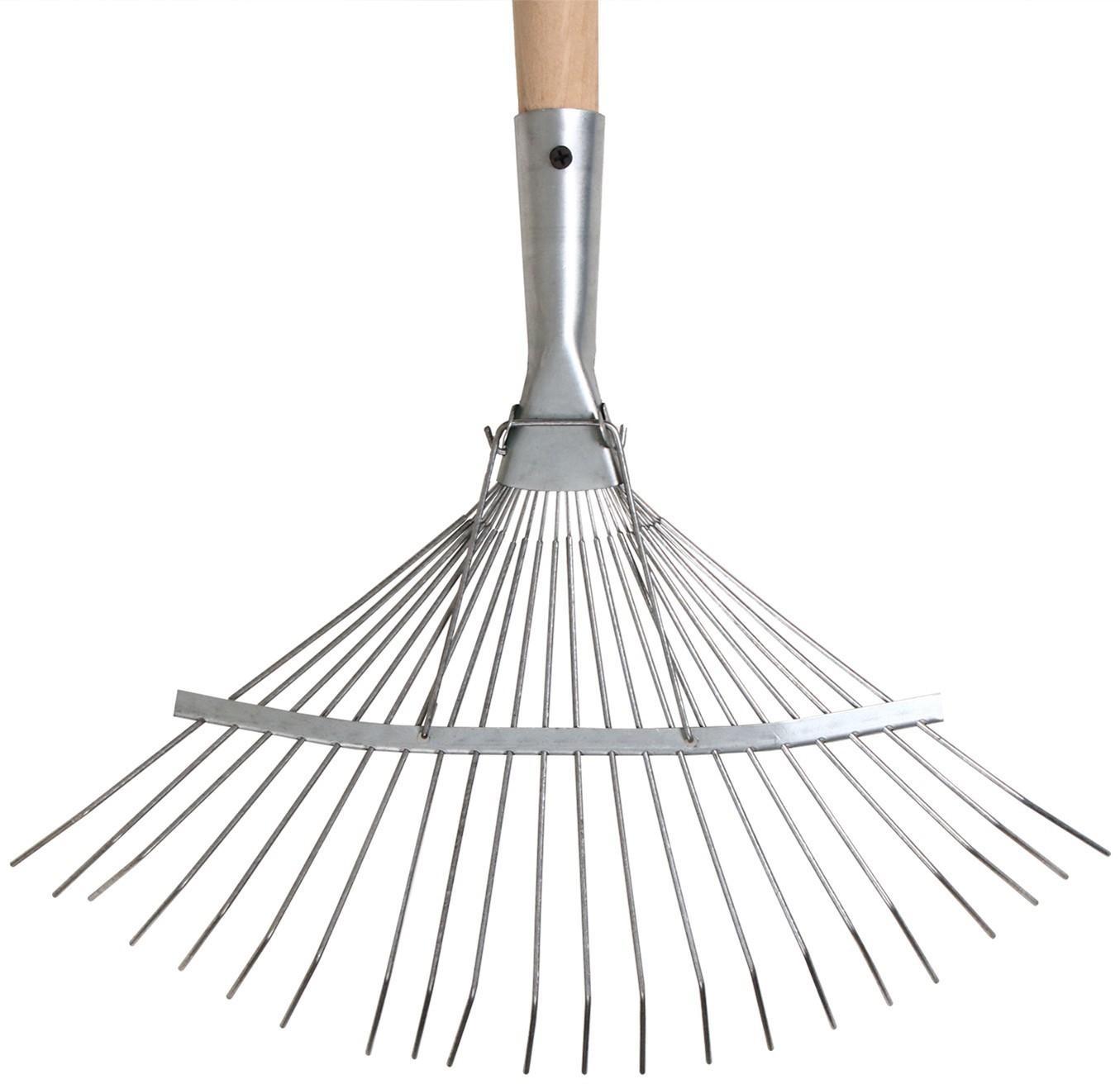 Грабли веерные, проволочные, 22 зубца, оцинкованные, деревянный черенок, 1 сорт