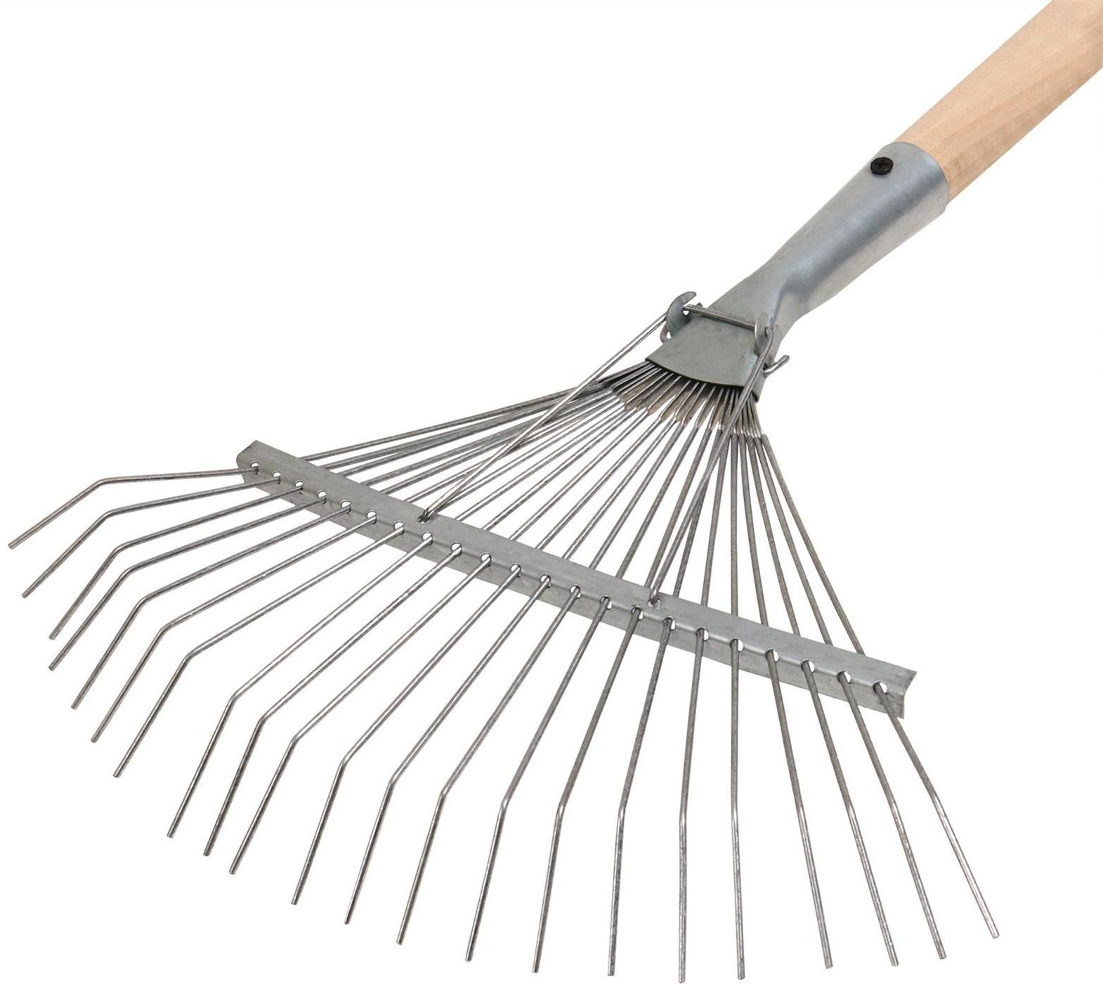 Грабли веерные, проволочные, 22 зубца, оцинкованные, деревянный черенок, 1 сорт