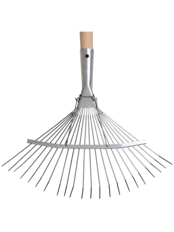 Грабли веерные, проволочные, 22 зубца, оцинкованные, деревянный черенок, 1 сорт