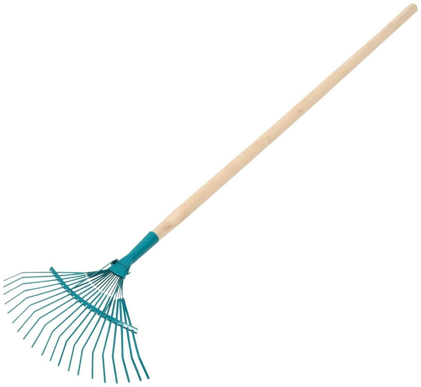 Грабли веерные, пластинчатые, 20 зубцов, металл, деревянный черенок, 1 сорт