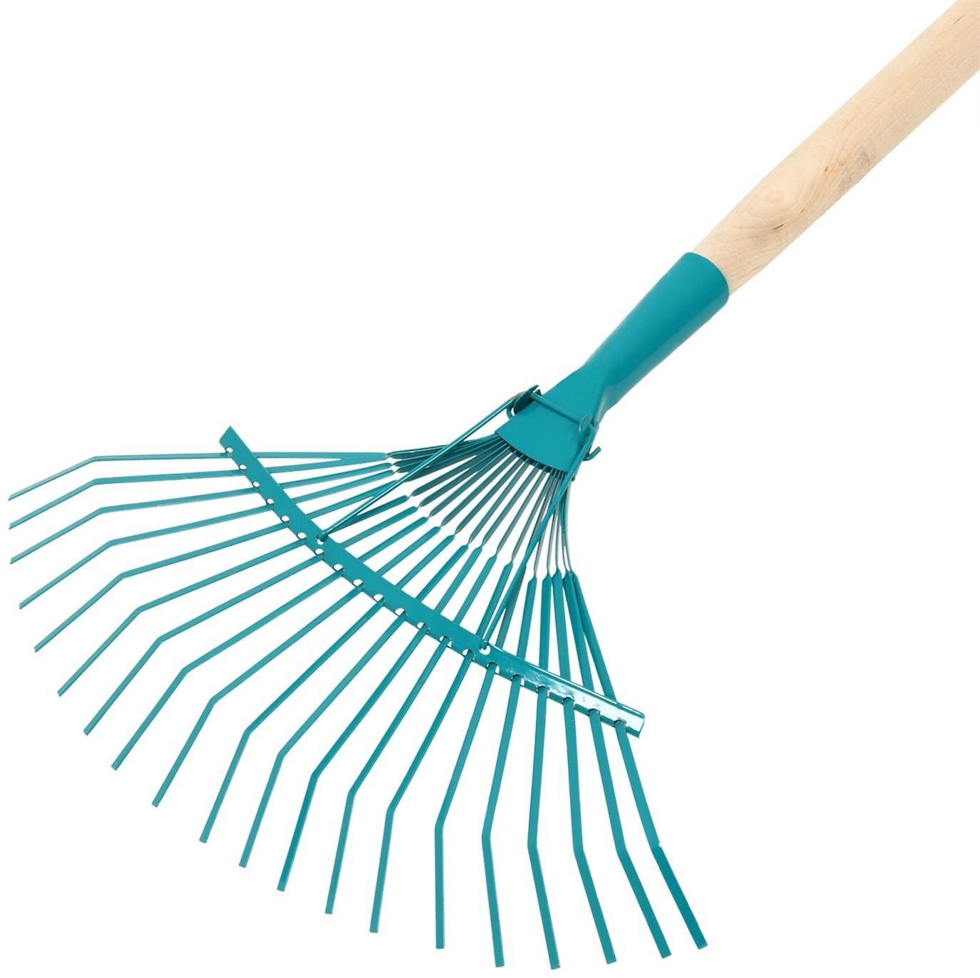 Грабли веерные, пластинчатые, 20 зубцов, металл, деревянный черенок, 1 сорт