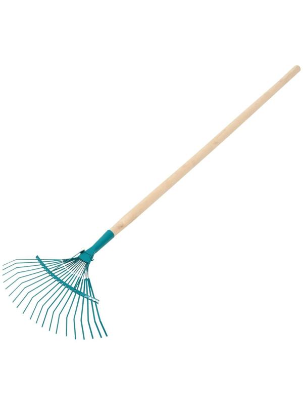 Грабли веерные, пластинчатые, 20 зубцов, металл, деревянный черенок, 1 сорт