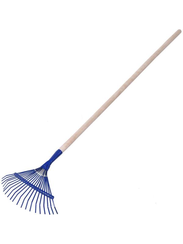 Грабли веерные, пластинчатые, 20 зубцов, металл, деревянный черенок, 1 сорт