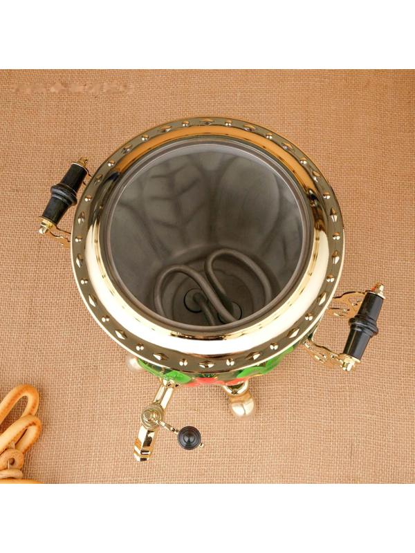 Набор «Маки на зелёном», жёлудь, 3 предмета, самовар 3 л, заварочный чайник 0,7 л, поднос