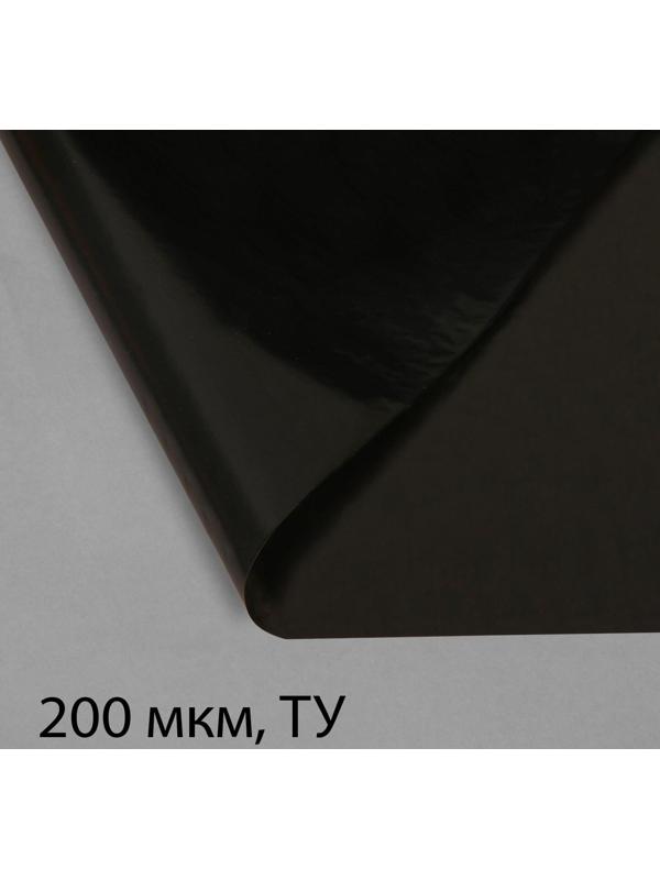 Плёнка полиэтиленовая, техническая, для мульчирования, толщина 200 мкм, 10 × 3 м, рукав (2 × 1,5 м), чёрная, 2 сорт, Эконом 50 %