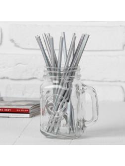 Трубочки для коктейля, набор 12 шт., цвет перламутровый