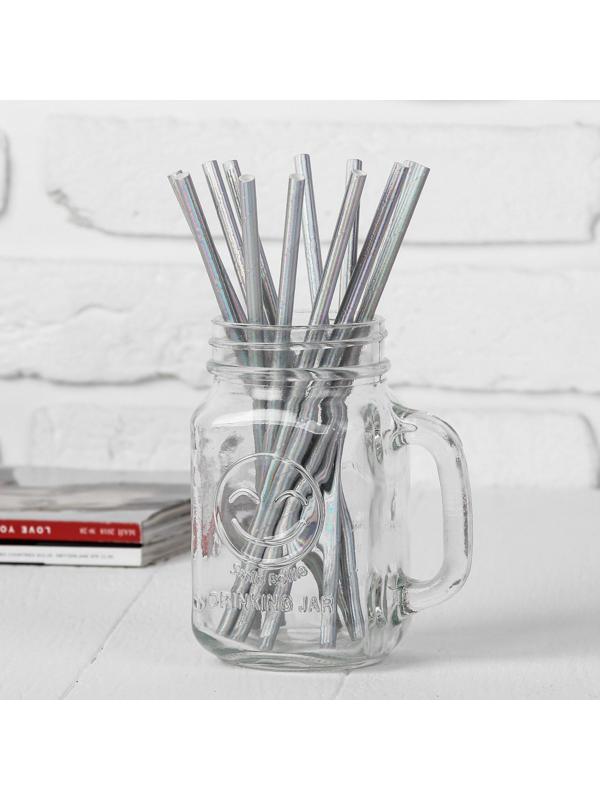 Трубочки для коктейля, набор 12 шт., цвет перламутровый