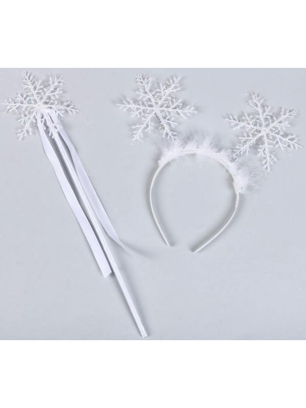 Карнавальный набор «Снегурочка», 2 предмета: ободок, жезл