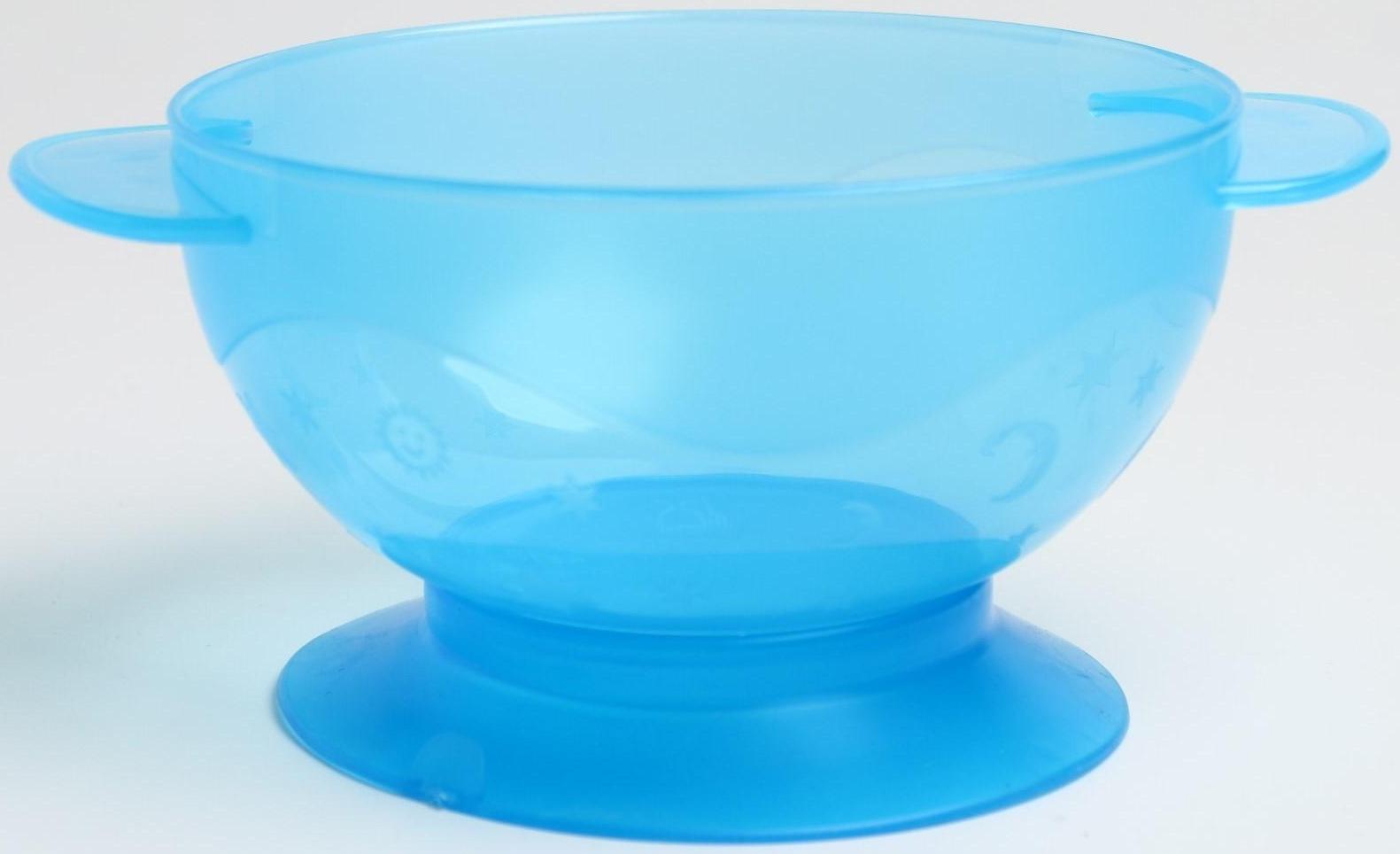 Набор детской посуды, 3 предмета: миска на присоске 330 мл, крышка, ложка, от 5 мес., цветаМИКС