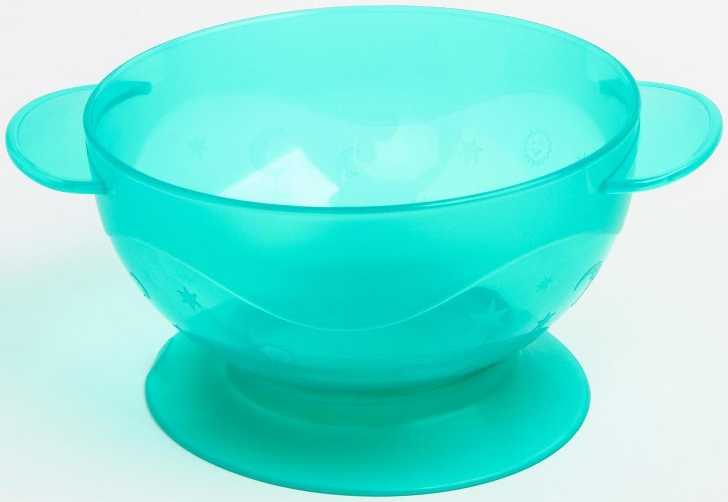 Набор детской посуды, 3 предмета: миска на присоске 330 мл, крышка, ложка, от 5 мес., цветаМИКС