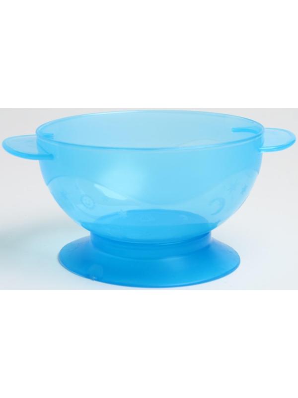 Набор детской посуды, 3 предмета: миска на присоске 330 мл, крышка, ложка, от 5 мес., цветаМИКС