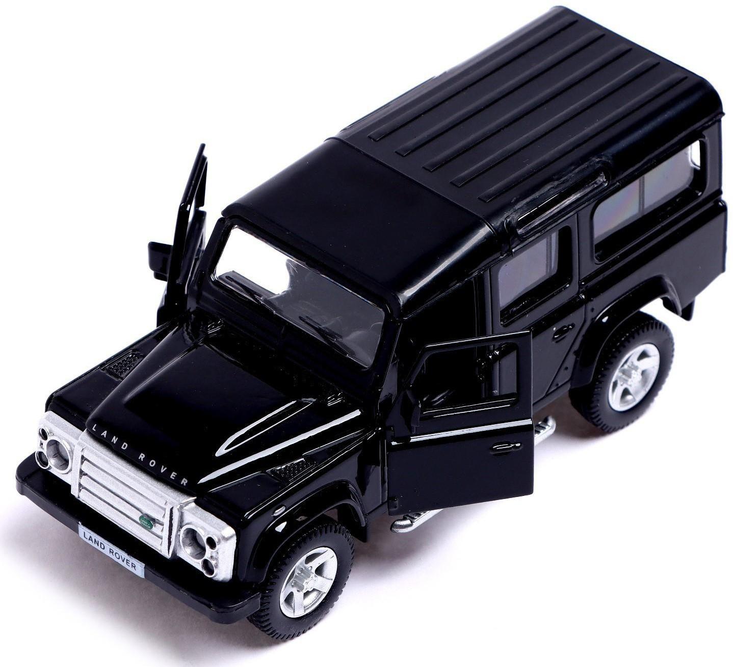 Машина металлическая LAND ROVER DEFENDER, 1:32, открываются двери, инерция, цвет чёрный