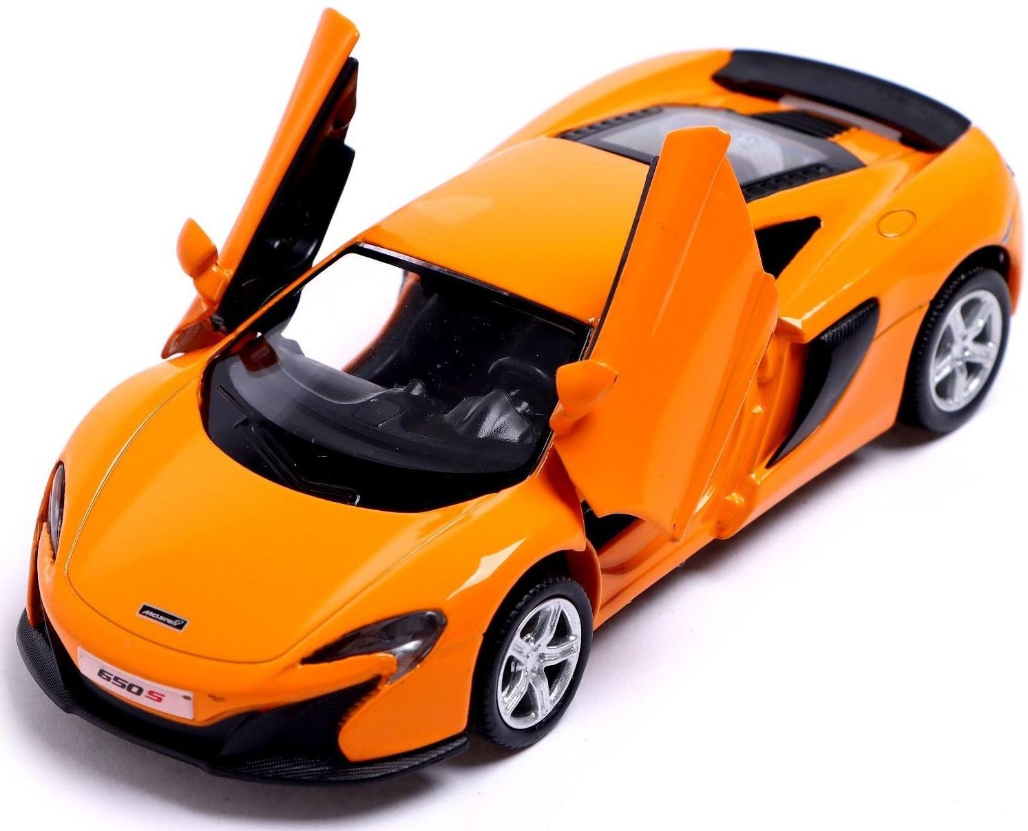 Машина металлическая MCLAREN 650S, 1:32, открываются двери, инерция, цвет оранжевый