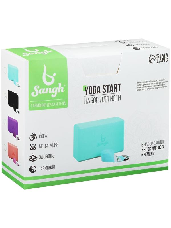 Набор для йоги: блок, ремень, цвет чёрный