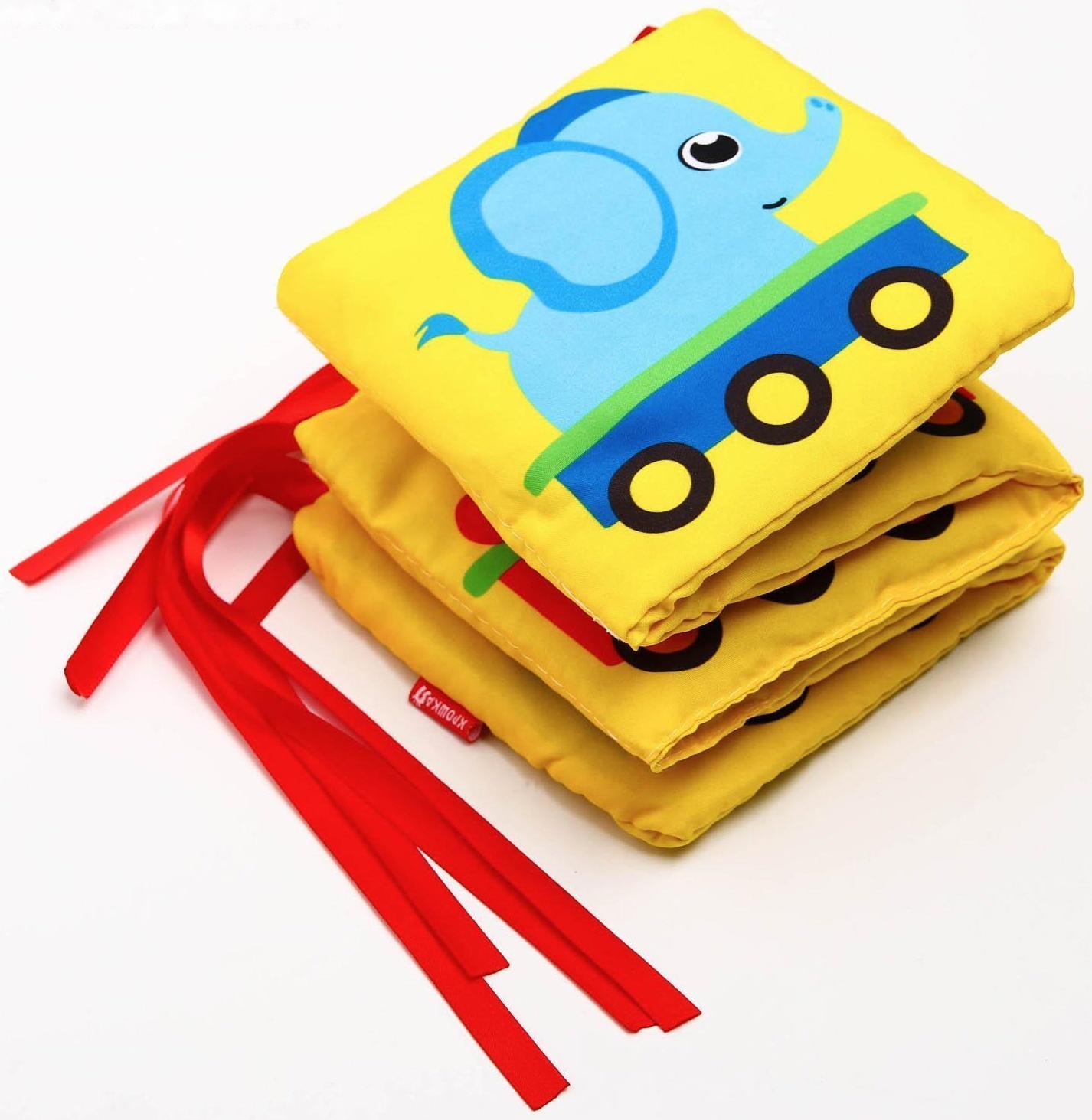 Мягкая книжка-бортик на кроватку «Паровозик», 14 х 14 см, с шуршалкой