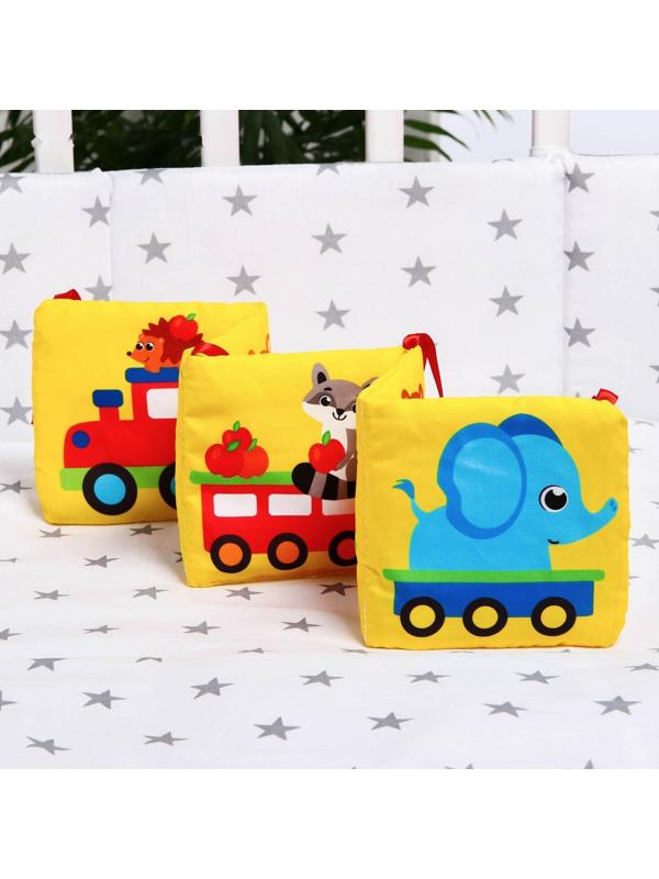 Мягкая книжка-бортик на кроватку «Паровозик», 14 х 14 см, с шуршалкой