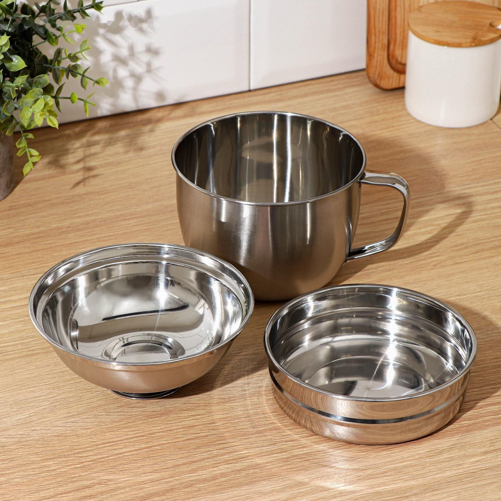 Набор посуды из нержавеющей стали «Турист» 3 шт: кружка 1,35 л, миска 650 мл, тарелка 300 мл