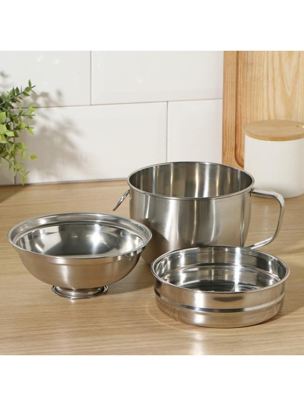 Набор посуды из нержавеющей стали «Турист» 3 шт: кружка 1,35 л, миска 650 мл, тарелка 300 мл