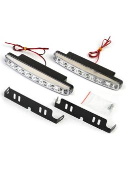 Дневные ходовые огни KS, KS-0815, 8 LED, хром, 158х36х18 мм, набор 2 шт