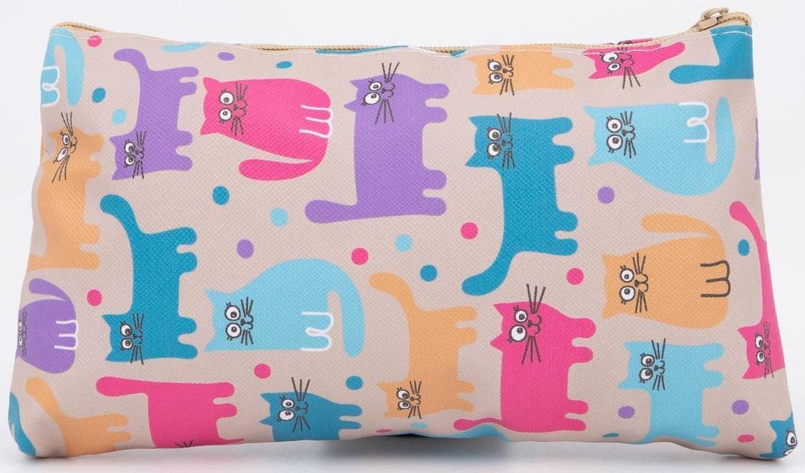 Косметичка на молнии, цвет бежевый/разноцветный