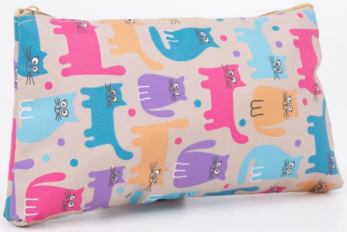 Косметичка на молнии, цвет бежевый/разноцветный