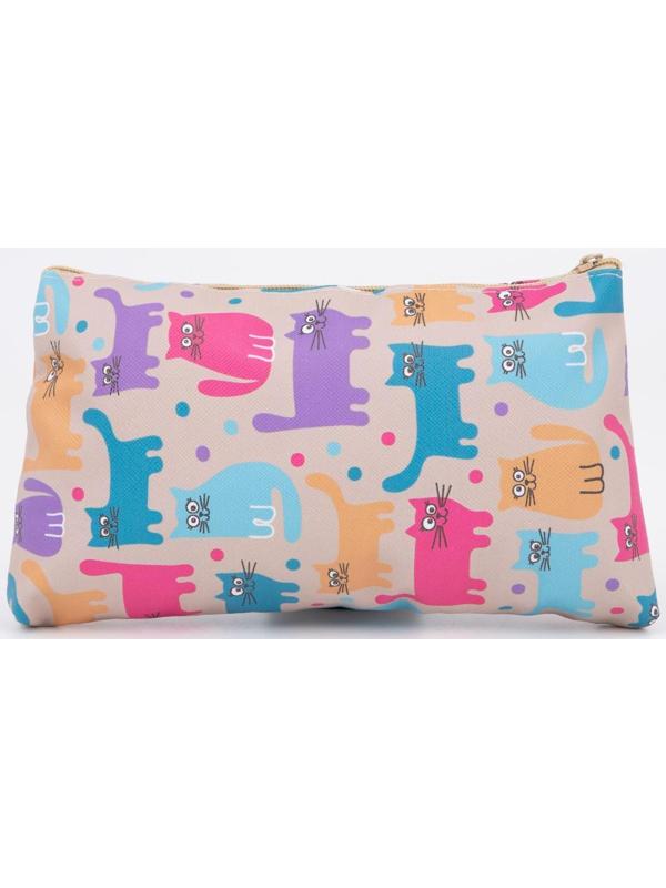 Косметичка на молнии, цвет бежевый/разноцветный