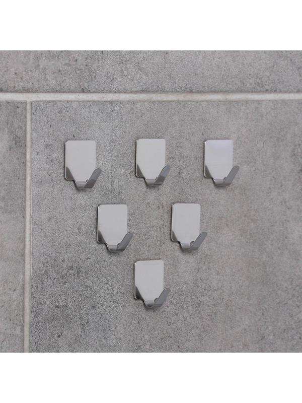 Крючок на липучке Доляна «Лофт», 6 шт, металлический