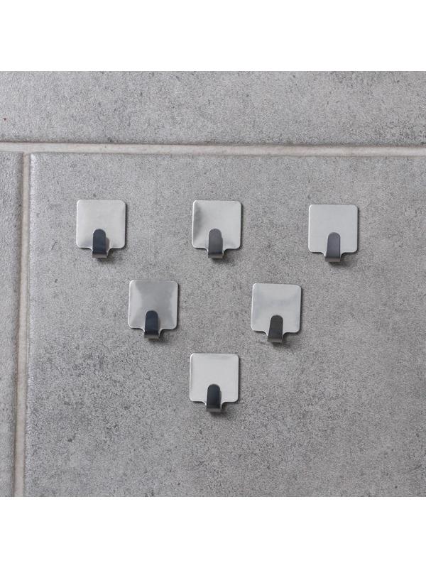 Крючок на липучке Доляна «Лофт», 6 шт, металлический