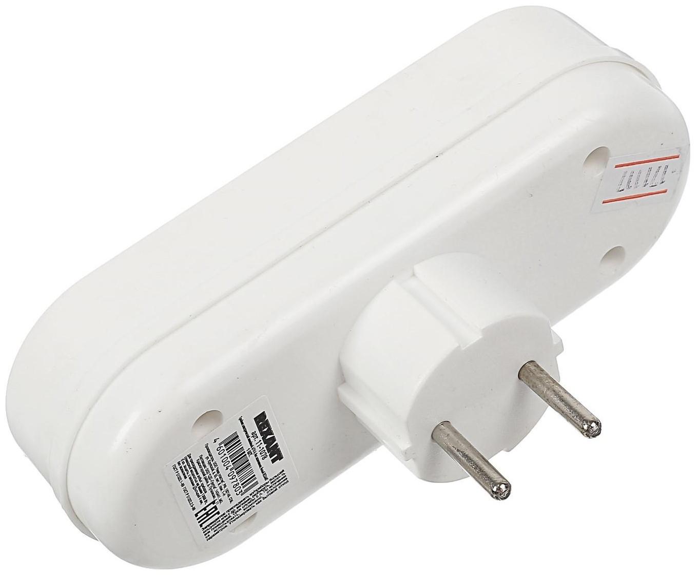 Тройник электрический REXANT, 6-10 А, без з/к, линейный, белый