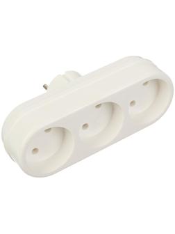 Тройник электрический REXANT, 6-10 А, без з/к, линейный, белый