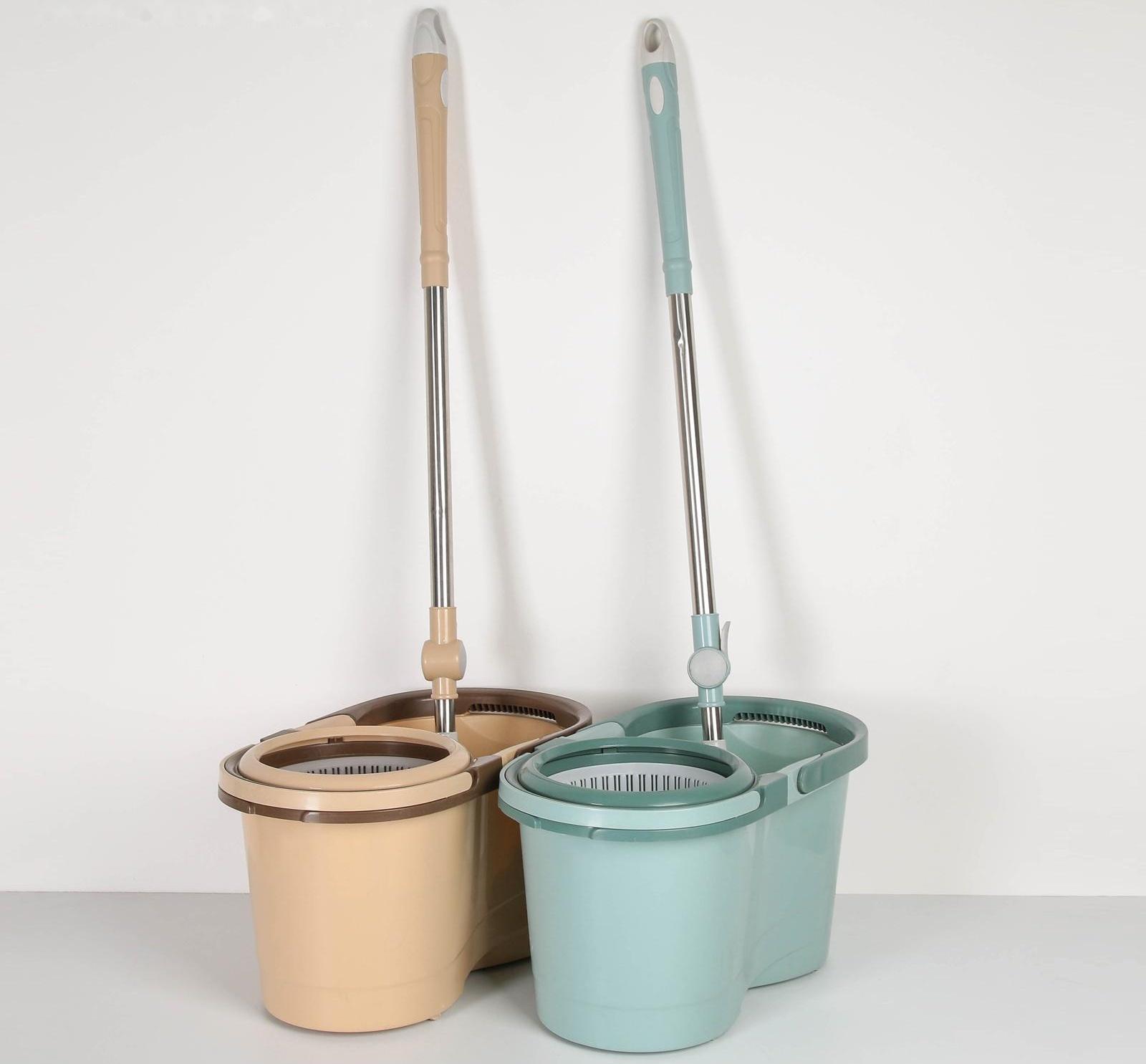 Швабра с отжимом и ведро с пластиковой центрифугой 16 л, запасная насадка из микрофибры, цвет МИКС