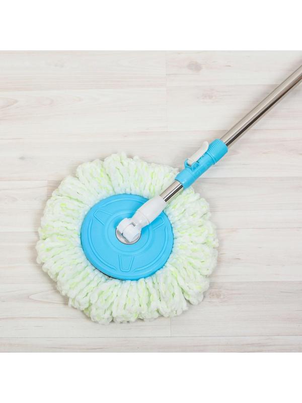 Швабра с отжимом и ведро с пластиковой центрифугой 16 л, запасная насадка из микрофибры, цвет МИКС