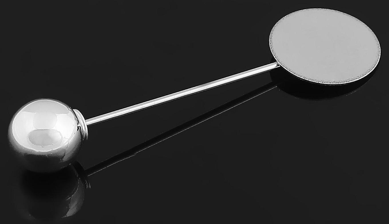 Основа для булавки с шариком d=1 см (набор 5шт), L=5 см, площадка 1,5см, цвет серебро