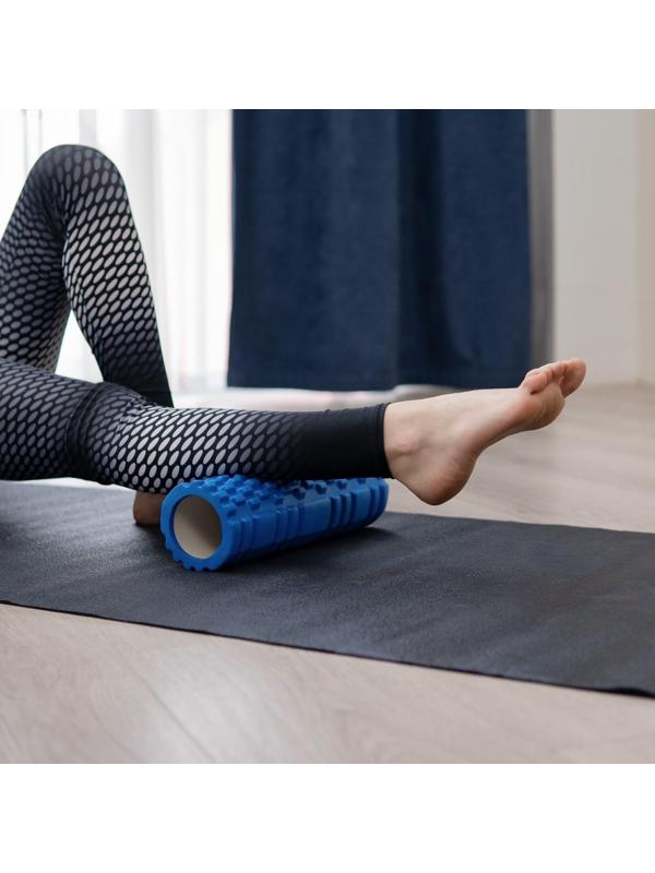 Роллер для йоги, массажный, 30 х 10 см, цвет синий