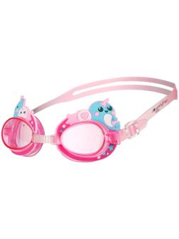 Очки для плавания детские «Нарвалы» + беруши, цвет розовый
