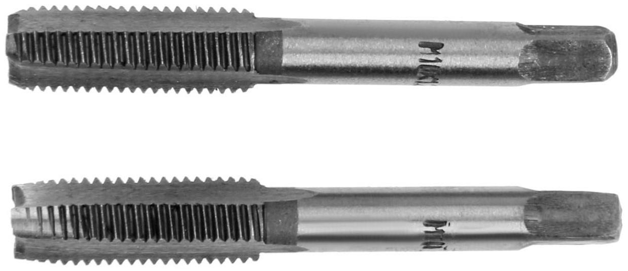 Метчики метрические ручные ТУНДРА, М10 х 1.25 мм, комплект из 2 шт.