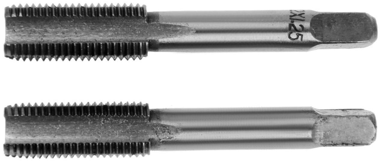 Метчики метрические ручные ТУНДРА, М12 х 1.25 мм, комплект из 2 шт.