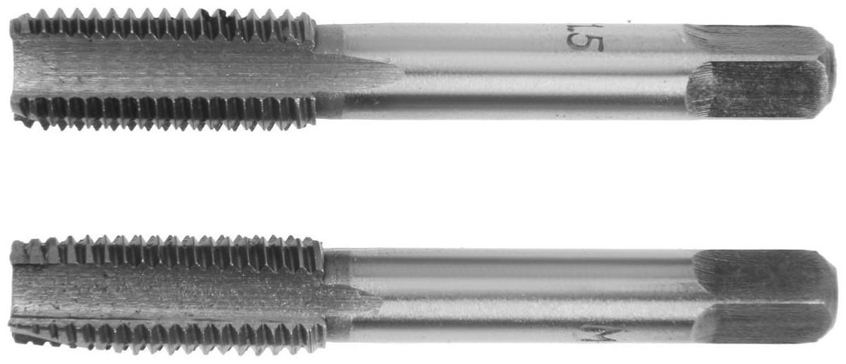 Метчики метрические ручные ТУНДРА, М12 х 1.5 мм, комплект из 2 шт.